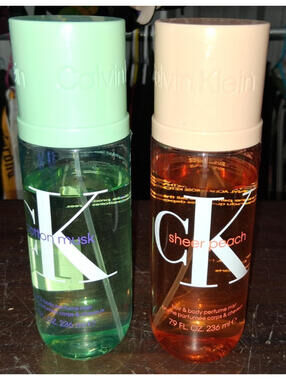2 Full Size CALVIN KLEIN Womens Spray Fragrance Cologne Perfume Peach Musk